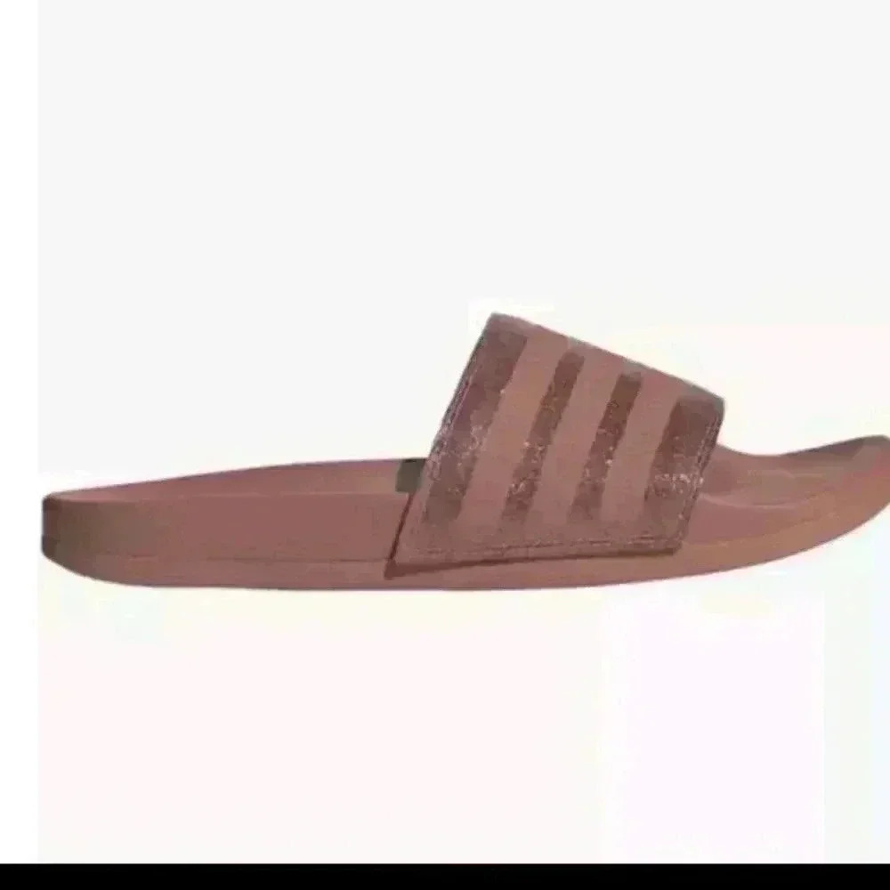 Adidas Womens Adilette Comfort Slides 'Bandage Shimmer - Raw Pink' Sandal 9